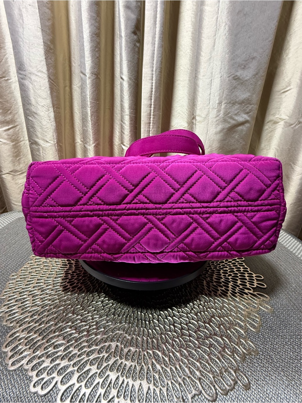 Vera Bradley Fuchsia Quilted Tote with Double Straps - Picture 6 of 7